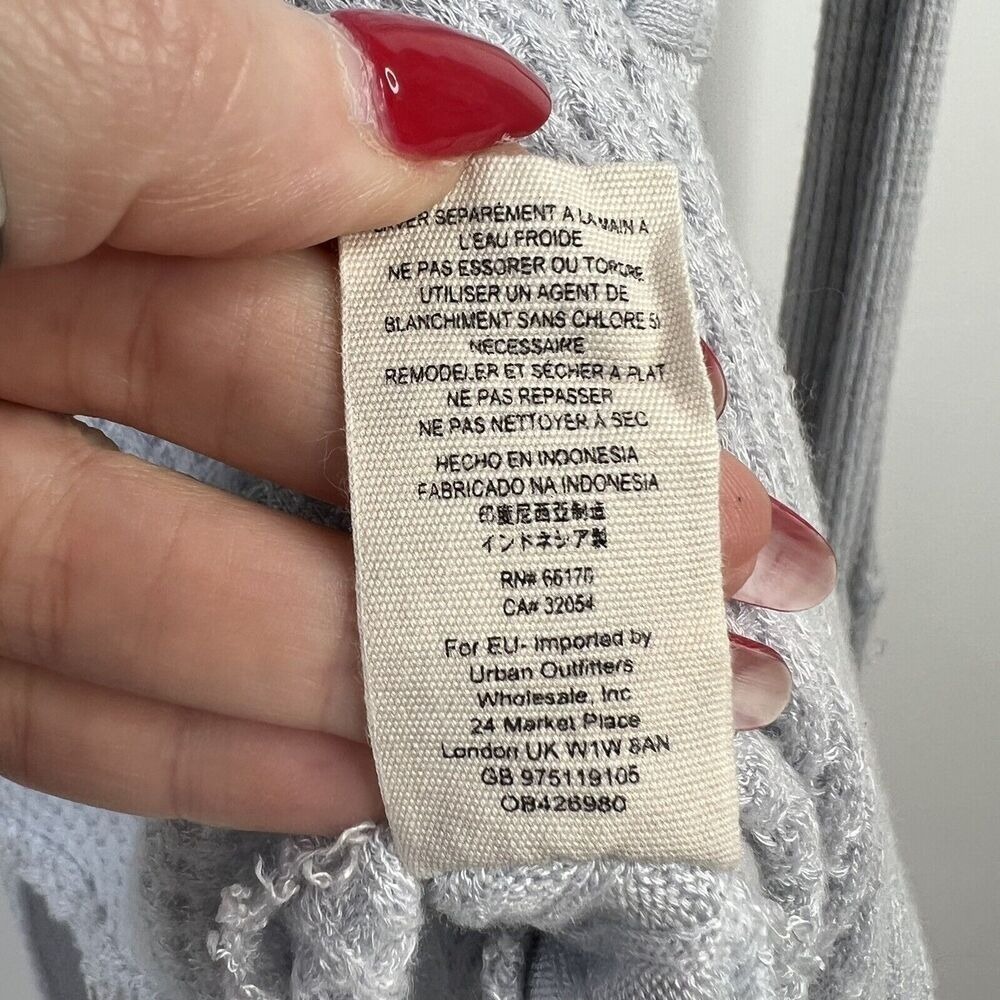 Free People Sz XS Ventura Thermal Top Waffle Knit‎ Long Sleeve Sky Blue High Low - Picture 8 of 12